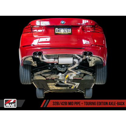 AWE Tuning BMW F3X N20/N26 328i/428i Touring Edition Exhaust Quad Outlet - 80mm Chrome Silver Tips