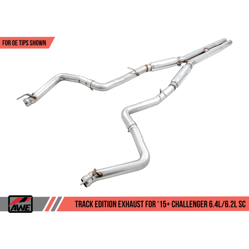 AWE Tuning 2015+ Dodge Challenger 6.4L/6.2L Supercharged Track Edition Exhaust - Use Stock Tips