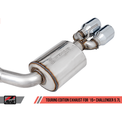 AWE Tuning 2017+ Challenger 5.7L Touring Edition Exhaust - Non-Resonated - Chrome Silver Quad Tips