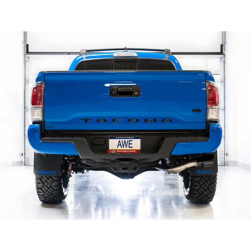 AWE 16-22 Toyota Tacoma 0FG Catback Exhaust w/ BashGuard - Dual Diamond Black Tips