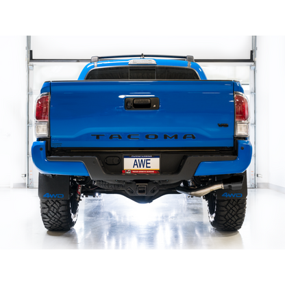 AWE 16-22 Toyota Tacoma 0FG Catback Exhaust w/ BashGuard - Dual Diamond Black Tips
