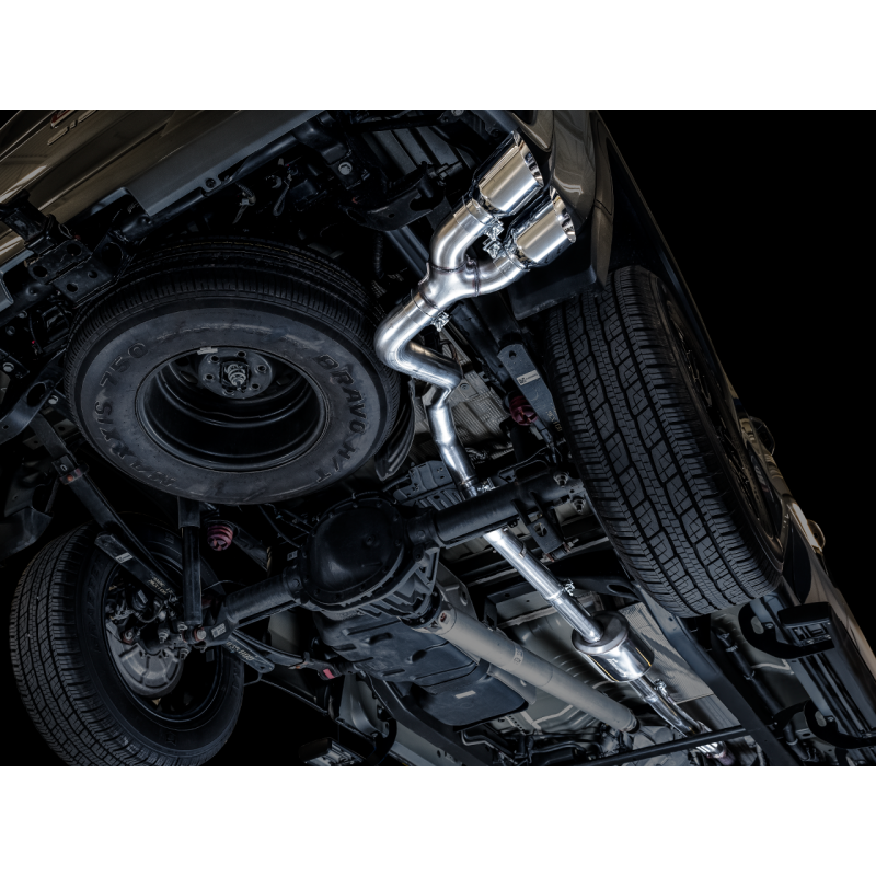 AWE Tuning 4th Gen GM 1500 5.3L 0FG Catback Dual Side Exit (Flat Bumper) - Chrome Tips