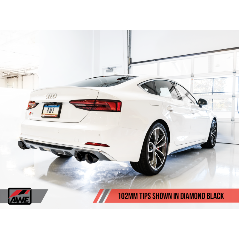 AWE Tuning Audi B9 S5 Sportback Touring Edition Exhaust - Non-Resonated (Black 102mm Tips)