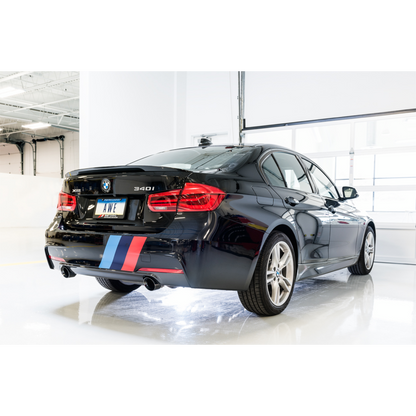 AWE Tuning BMW F3X 340i Touring Edition Axle-Back Exhaust - Chrome Silver Tips (102mm)