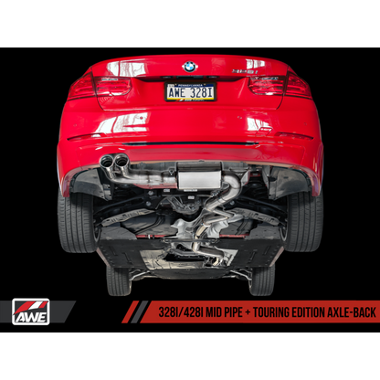 AWE Tuning BMW F3X 28i / 30i Touring Edition Axle-Back Exhaust Single Side - 80mm Black Tips