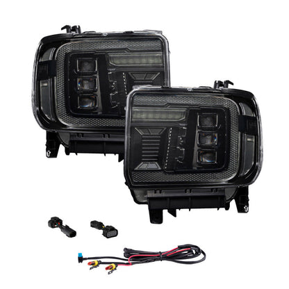 Form Lighting 2014+ GMC Sierra 1500/2500/3500 LED Projector Headlights Amber DRL (Pair)