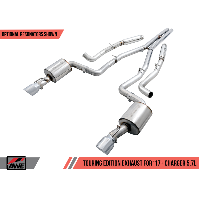 AWE Tuning 2017+ Dodge Charger 5.7L Touring Edition Exhaust - Non-Resonated - Chrome Silver Tips