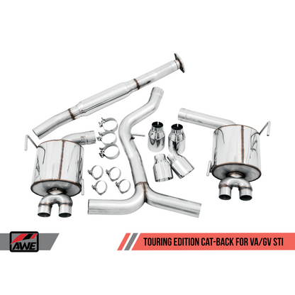 AWE Tuning Subaru STI VA / WRX GV / STI GV Sedan Touring Edition Exhaust - Chrome Silver Tip (102mm)