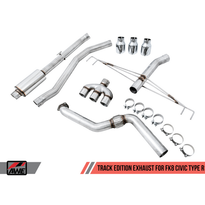 AWE Tuning 2017+ Honda Civic Type R Track Edition Exhaust w/Front Pipe & Triple Chrome Silver Tips
