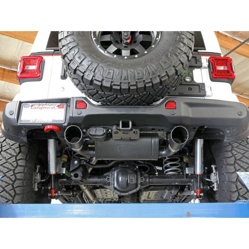 aFe Rebel Series 409 Stainless Steel Cat-Back Exhaust 18-21 Jeep Wrangler JL 2.0L (t) - Black Tip