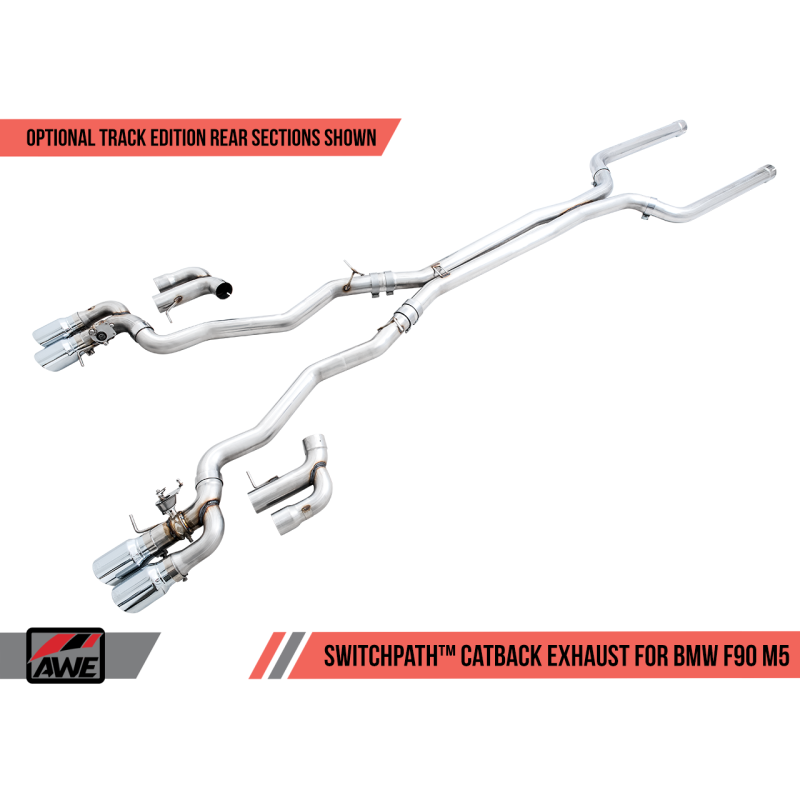 AWE Tuning SwitchPath Cat-back Exhaust with Chrome Silver Tips - 18-19 BMW M5