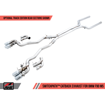AWE Tuning SwitchPath Cat-back Exhaust with Chrome Silver Tips - 18-19 BMW M5