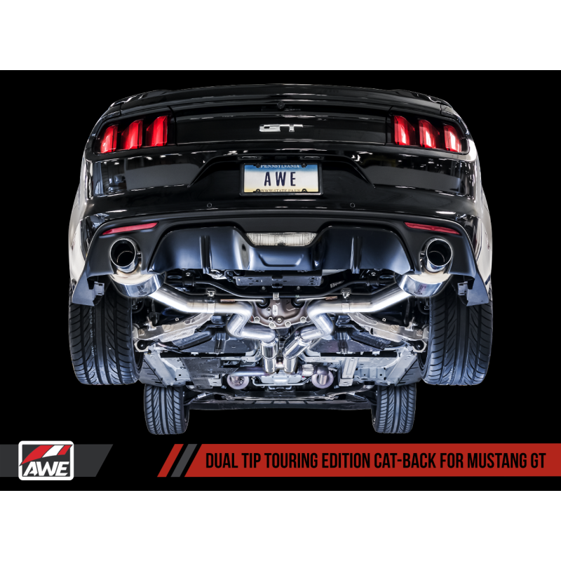 AWE Tuning S550 Mustang GT Cat-back Exhaust - Touring Edition (Chrome Silver Tips)
