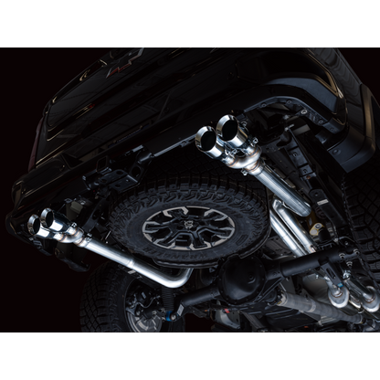 AWE Tuning 22-23 GMC Sierra 1500 AT4X 6.2L 0FG Catback Split Dual (Flat Bumper) - Chrome Silver Tips