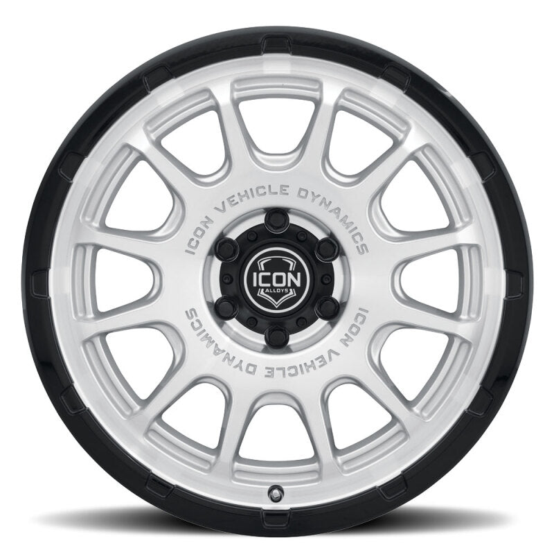 ICON Alloys Rancho 20x9 / 6x135 / 16mm / 5.625in BS Silver Machined w/ Gloss Black Lip Wheel