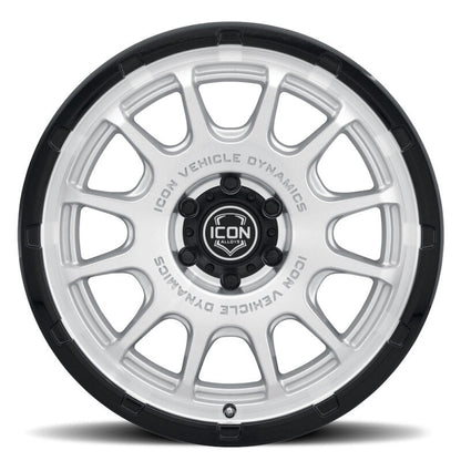 ICON Alloys Rancho 20x9 / 6x135 / 16mm / 5.625in BS Silver Machined w/ Gloss Black Lip Wheel