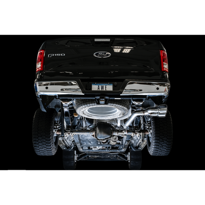 AWE Tuning 2015+ Ford F-150 0FG Single Exit Performance Exhaust System w/4.5in Chrome Silver Tips
