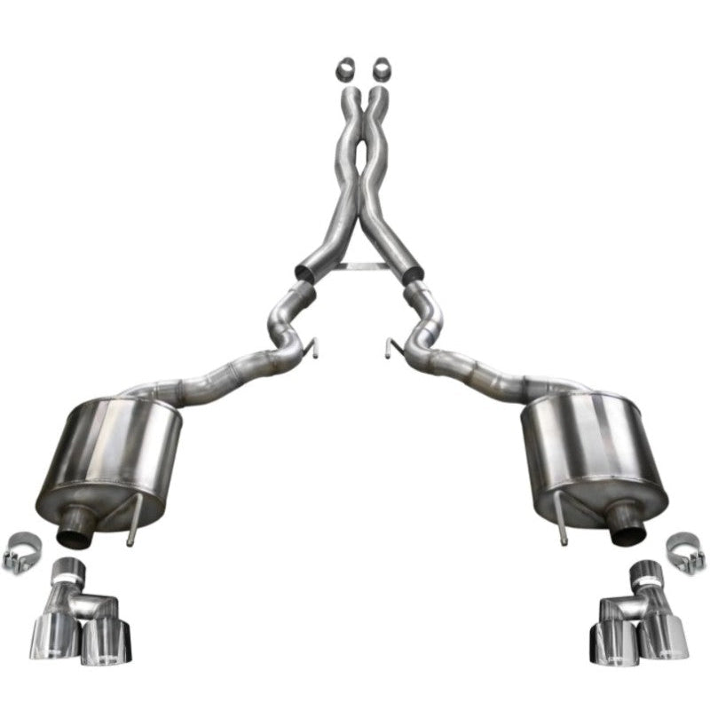 Corsa 18-20 Ford Mustang GT Convertible w/o Active Valves Xtreme Cat-Back w/ Polished 4in Tips