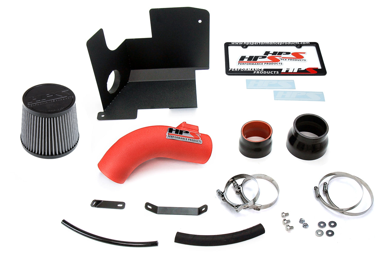 HPS Performance Shortram Air Intake Kit 2013-2015 Acura ILX 2.4L, Includes Heat Shield, Wrinkle Red