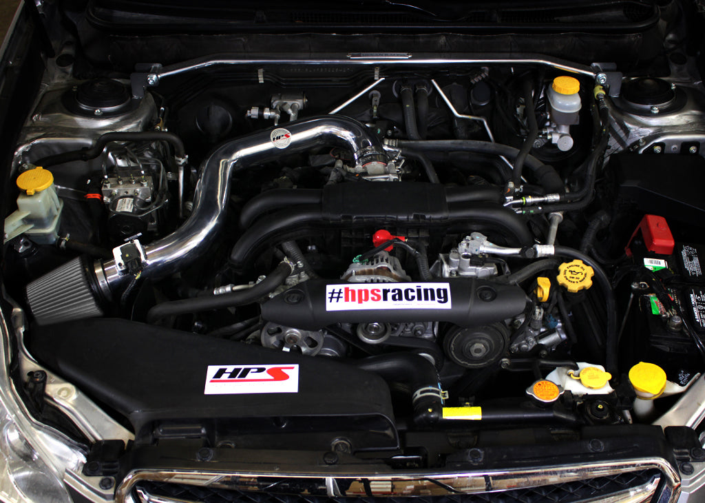 HPS Shortram Air Intake Kit 2010-2012 Subaru Outback 2.5L Non Turbo, Includes Heat Shield, Polish