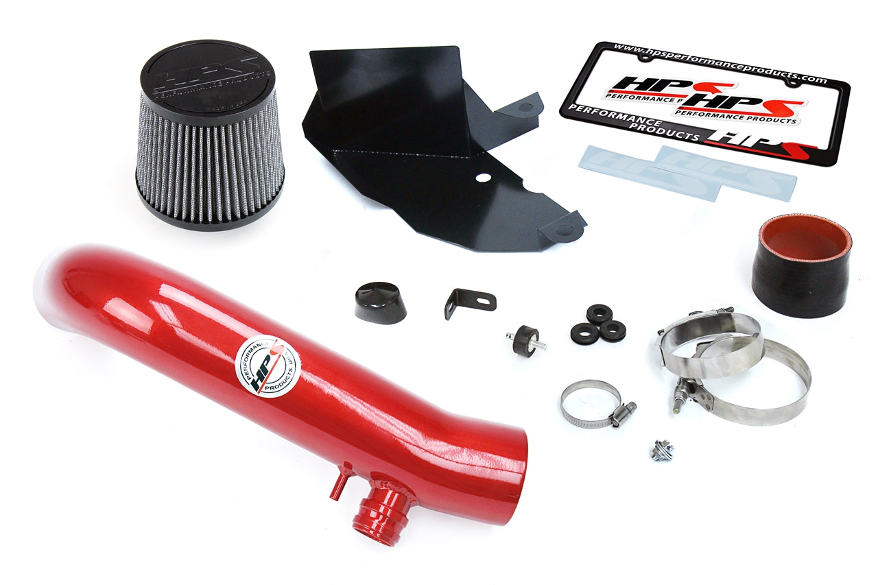 HPS Performance Shortram Air Intake Kit 2015-2016 Audi A3 1.8T TFSI Turbo, Includes Heat Shield, Red