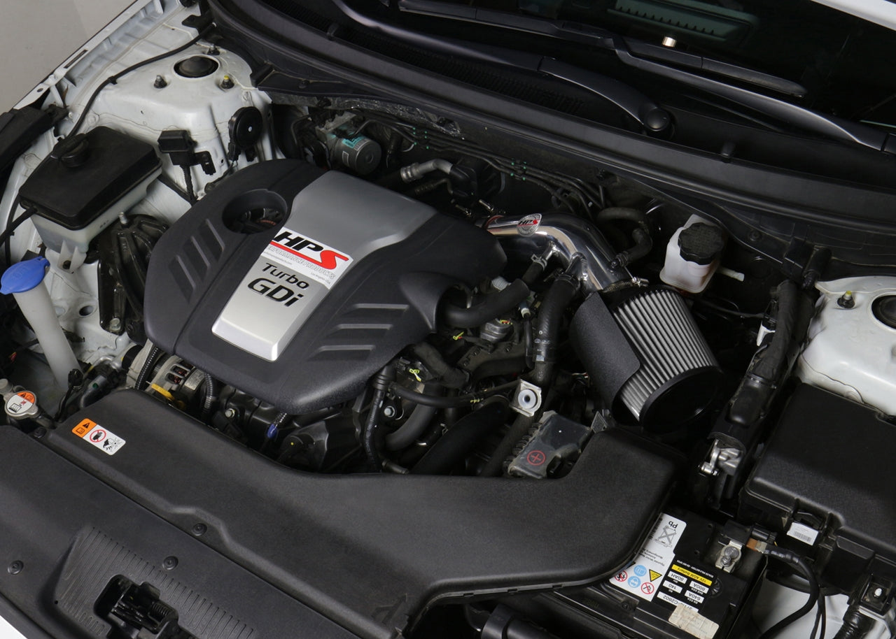 HPS Shortram Air Intake Kit 2016-2017 Kia Optima LX 1.6L Turbo, Includes Heat Shield, Gunmetal