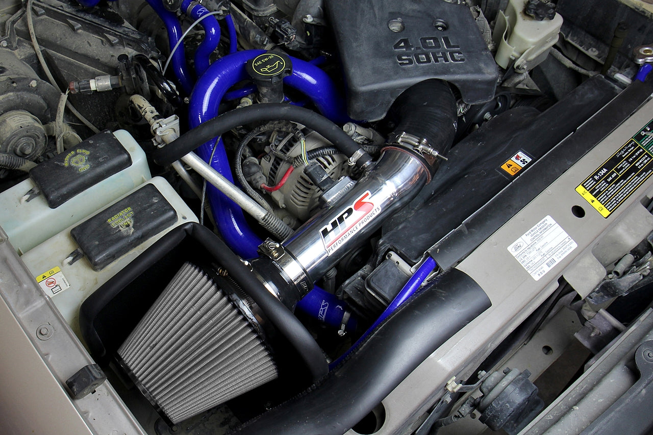 HPS Performance Shortram Air Intake Kit 2004-2009 Mazda B4000 4.0L V6, Includes Heat Shield, Blue