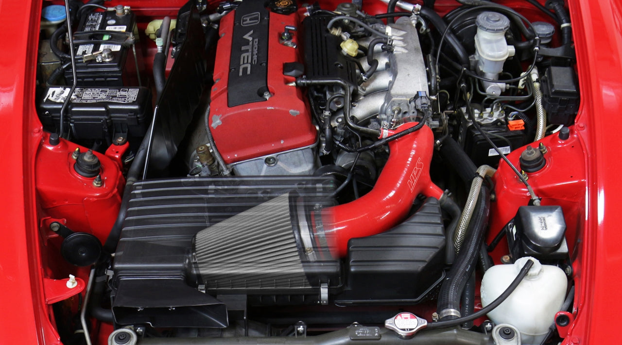HPS Performance Shortram Air Intake Kit 2004-2005 Honda S2000 AP2 2.2L Throttle Cable, Red
