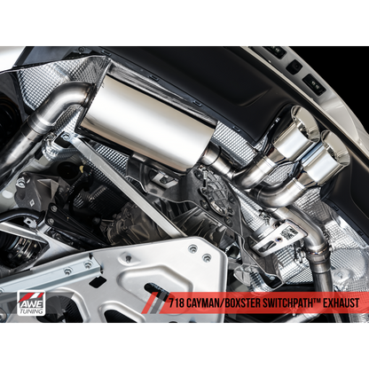 AWE Tuning Porsche 718 Boxster / Cayman SwitchPath Exhaust (PSE Only) - Chrome Silver Tips