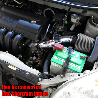 HPS Performance Cold Air Intake Kit 2003-2004 Toyota Corolla 1.8L, Converts to Shortram, Polish