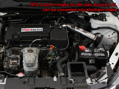 HPS Performance Cold Air Intake Kit 2013-2017 Honda Accord 2.4L, Converts to Shortram, Polish
