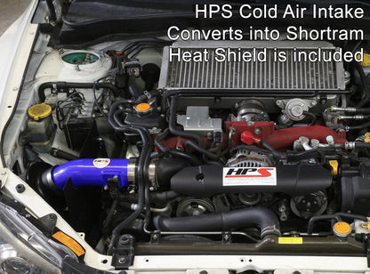 HPS Performance Cold Air Intake Kit 2008-2014 Subaru WRX 2.5L Turbo, Converts to Shortram, Blue