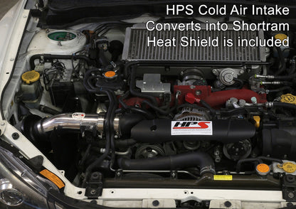 HPS Performance Cold Air Intake Kit 2008-2014 Subaru WRX 2.5L Turbo, Converts to Shortram, Polish