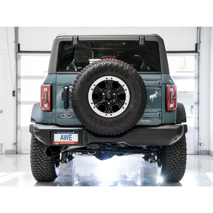 AWE Tuning 2021+ Ford Bronco 0FG Single Rear Exit Exhaust w/Diamond Black Tip & Bash Guard