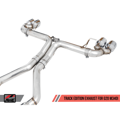 AWE Tuning 2019+ BMW M340i (G20) Track Edition Exhaust - Quad Diamond Black Tips