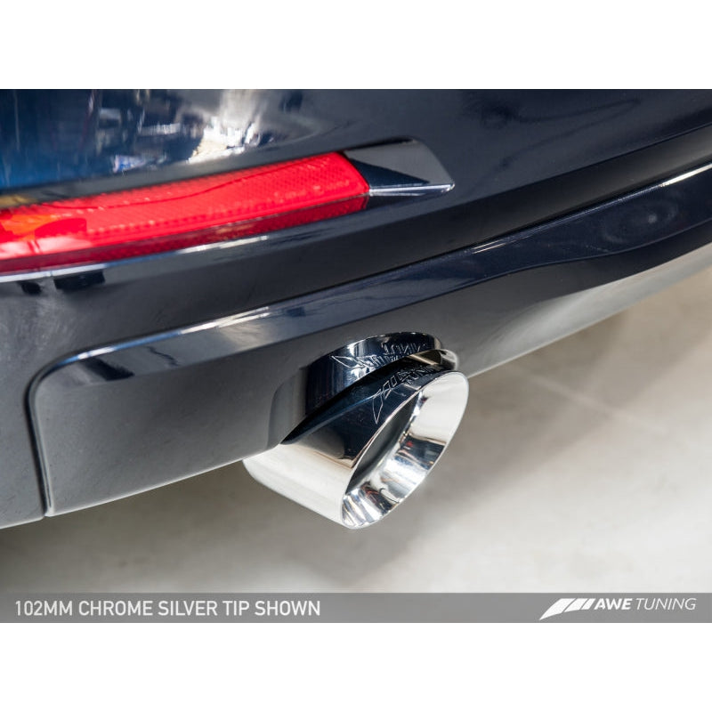 AWE Tuning BMW F30 320i Touring Exhaust &amp; Performance Mid Pipe - Chrome Silver Tip (102mm)