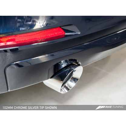 AWE Tuning BMW F30 320i Touring Exhaust &amp; Performance Mid Pipe - Chrome Silver Tip (102mm)