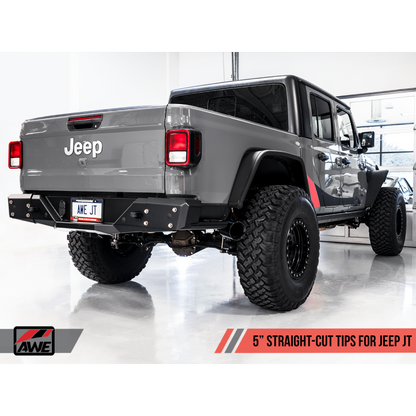 AWE Tuning 20-21 Jeep Gladiator JT 3.6L Tread Edition Cat-Back Dual Exhaust - Diamond Black Tip