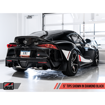 AWE Tuning 2020+ Toyota Supra A90 Resonated Touring Edition Exhaust - 5in Diamond Black Tips
