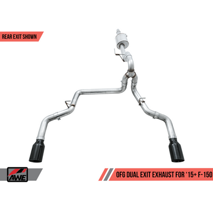 AWE Tuning 2015+ Ford F-150 0FG Dual Exit Performance Exhaust System w/5in Diamond Black Tips
