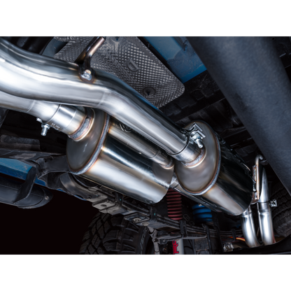 AWE 16-22 Toyota Tacoma 0FG Catback Exhaust w/ BashGuard - Dual Chrome Silver Tips