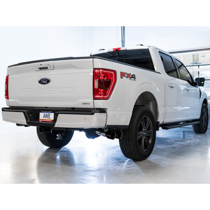 AWE 0FG 21+ Ford F150 Dual Side Exit Cat-Back Exhaust - 4.5in Diamond Black Tips