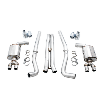 AWE Tuning 2017+ Challenger 5.7L Touring Edition Exhaust - Non-Resonated - Chrome Silver Quad Tips