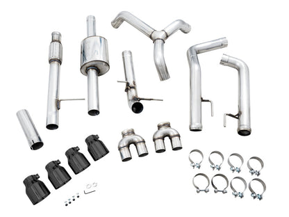 AWE Tuning 4th Gen GM 1500 5.3L 0FG Cat-Back Split Rear Exit (w/ Bumper Cutouts) - Quad Diamond Tips