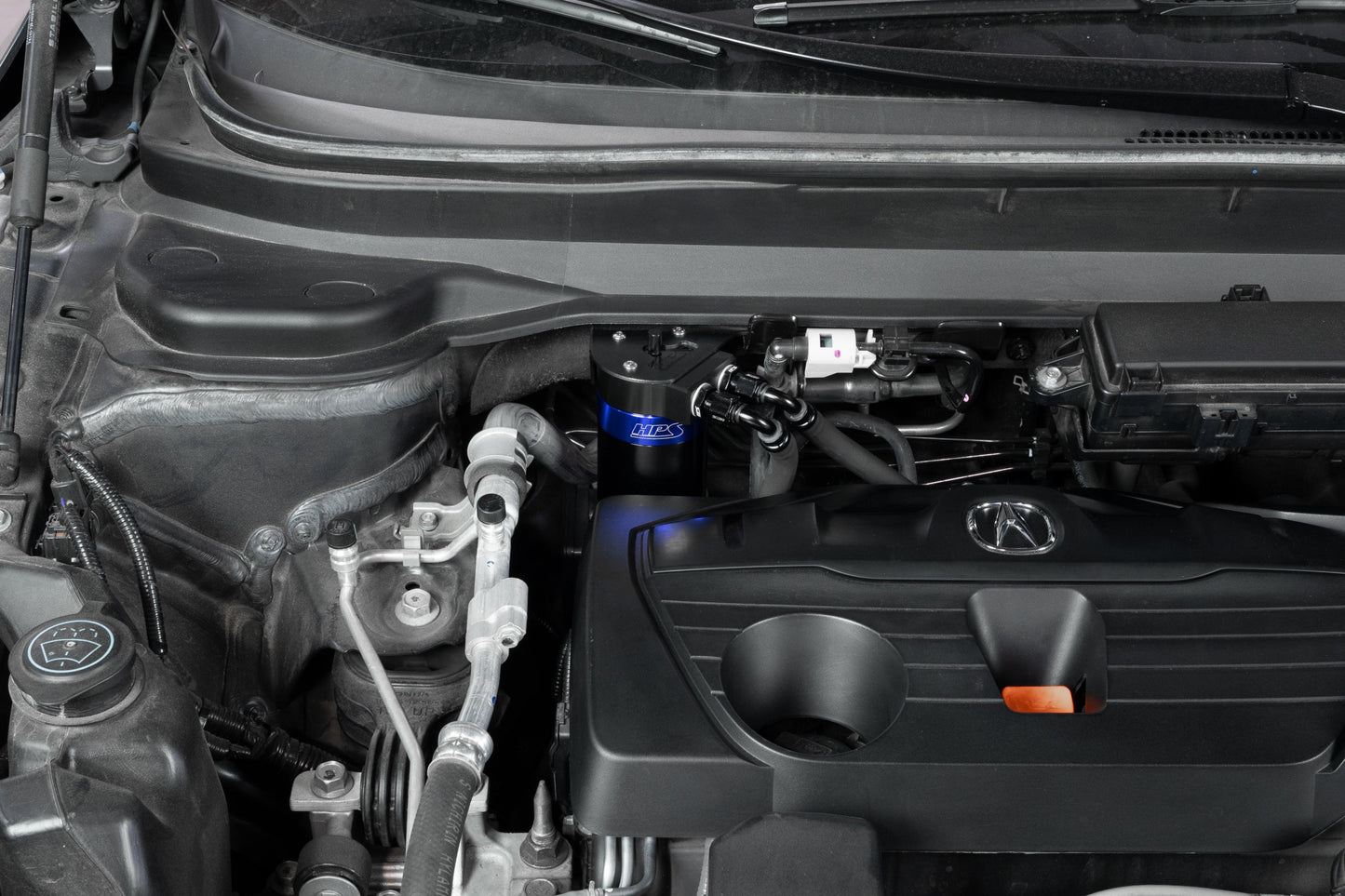 HPS Performance Aluminum Oil Catch Can Kit 2019-2025 Acura RDX 2.0L Turbo, Blue, 860-015BL