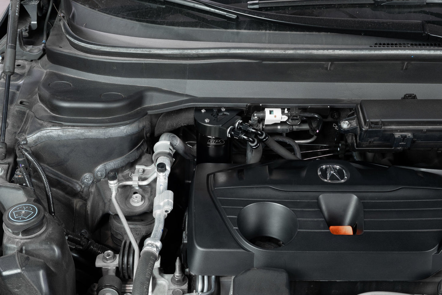 HPS Performance Aluminum Oil Catch Can Kit 2019-2025 Acura RDX 2.0L Turbo, Black, 860-015WB