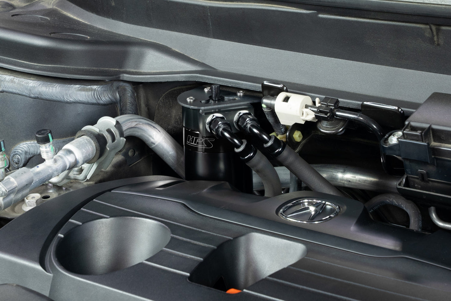 HPS Performance Aluminum Oil Catch Can Kit 2019-2025 Acura RDX 2.0L Turbo, Black, 860-015WB