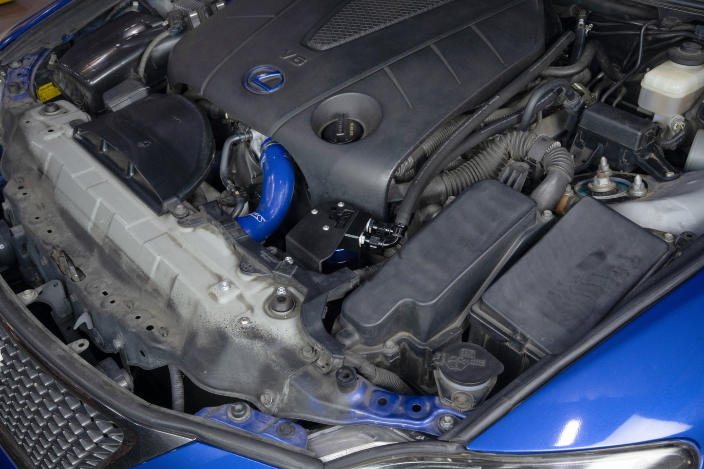 HPS Performance Aluminum Oil Catch Can Kit 2006-2013 Lexus IS250 2.5L V6, Blue, 860-025BL