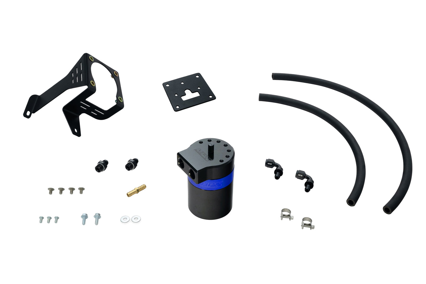 HPS Performance Aluminum Oil Catch Can Kit 2012-2015 Honda Civic Si 2.4L K24Z7, Blue, 860-027BL