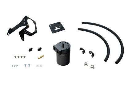 HPS Performance Aluminum Oil Catch Can Kit 2012-2015 Honda Civic Si 2.4L K24Z7, Black, 860-027WB